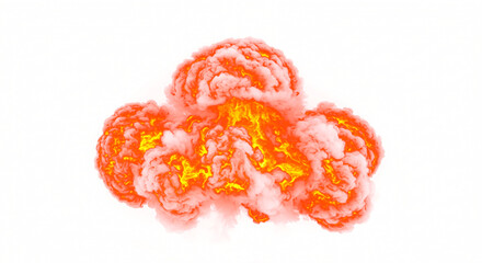 Fiery Orange and White Smoke Explosion Cloud.