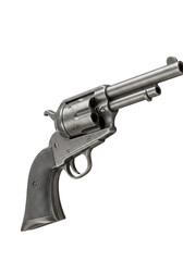 Chrome Metal Revolver Illustration Vintage Firearm Metallic Handle Gun