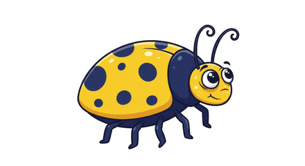 Obraz premium Cartoon Ladybug with Yellow Body Adorable Insect on Transparency