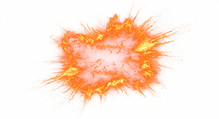 Fiery Explosion of Orange and Yellow Energy Bursting Outward with Detail.