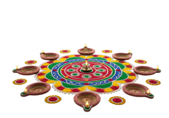 Colorful Diwali Rangoli Transparent Background Light Design Decoration