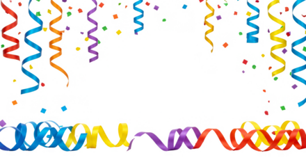Colorful Confetti Streamers Celebration Party Transparent Background Element