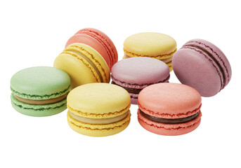Colorful Macarons Cookies Transparent Background Delicious Gourmet Sweets