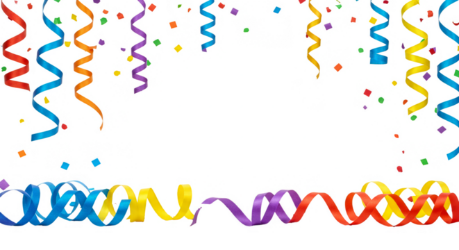 Colorful Confetti Streamers Celebration Party Transparent Background Element