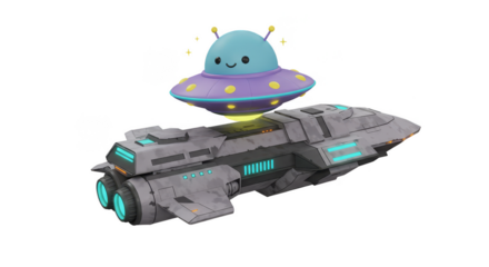 Cartoon Ufo Spaceship Flying Saucer Spacecraft Cartoonish Transportation