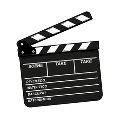 Fototapeta premium Clapperboard Illustration of Film Slate Scene Take Action Cut