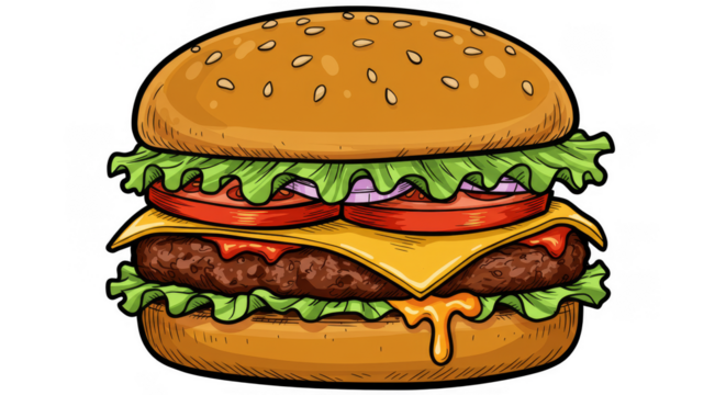 Burger Illustration Cheeseburger Meal Isolated Transparent Background