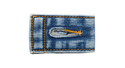 Denim Blue Fabric Patch Detailed Sewing Material on Transparent Background