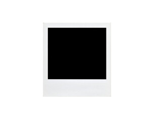 Isolated White Polaroid Frame with Textured Bottom Section on Black 1.