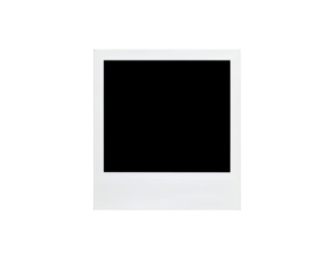 Isolated White Polaroid Frame with Textured Bottom Section on Black 1.