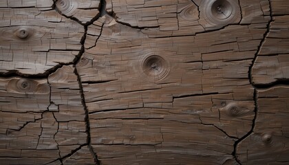 Cracked Walnut Wood Texture Dark Brown Surface with Splinters and Space for Text