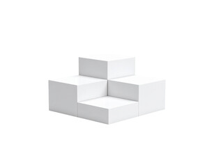 Obraz premium Minimalist White Cube Display Platform with Geometric Stair Step Design.
