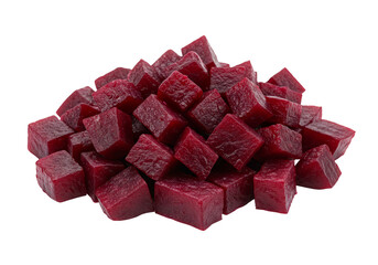 Diced Beetroot Pile on Transparent Background Fresh Red Vegetable