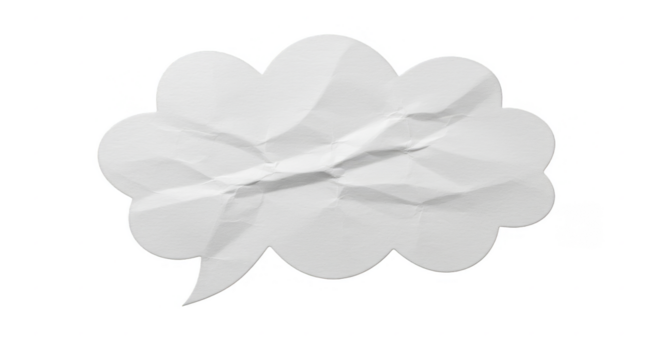 Crumpled Paper White Speech Bubble Message Isolated Element Design