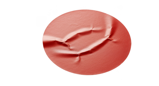 Crumpled Red Circle Sticker with Transparent Background Shape Design