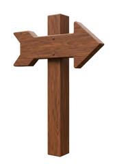 Directional Wooden Arrow Sign Road Guidepost with Transparent Background