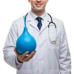 Doctor Holding Blue Enema Syringe Healthcare Treatment Transparent