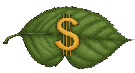Dollar Symbol Leaf Illustration Finance Investment Growth Transparent