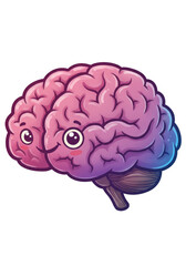 Cute Cartoon Pixel Brain Illustration Funny Comic Style Kawaii Design