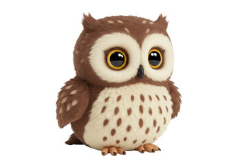 Naklejka premium Cute Furry Brown Owl Toy Isolated Transparent Background