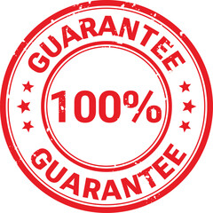 Vintage Red Rubber Stamp with 100% Guarantee Text and Distressed Texture – Vector Emblem for Quality Assurance