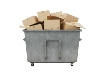 Dumpster Filled with Cardboard Boxes Garbage Trash Can PNG