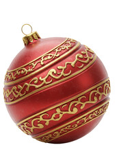 Elegant Christmas Ornament Red and Gold Decoration Ball Isolated PNG