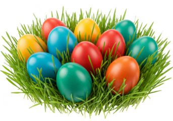 Easter Eggs Colorful Decoration in Grass Spring Holiday Illustration