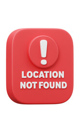 Exclamation Mark Icon Location Not Found 3D Render Transparent