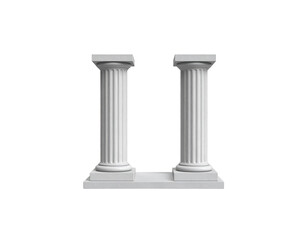 Obraz premium Two White Fluted Columns with Ionic Capitals on a Shared Base.
