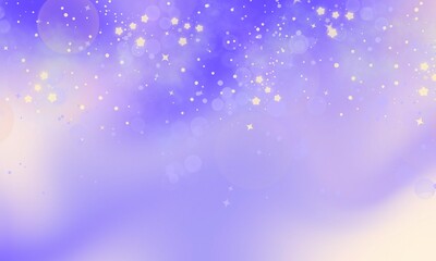 Purple Background With Bokeh Stars. Abstract Light Blurred Soft Romantic Background