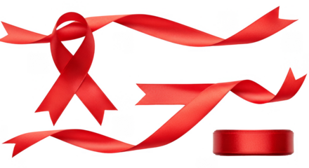 Decorative Red Ribbon Awareness Silk Bow Transparent Background