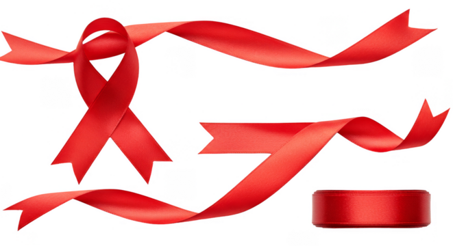 Decorative Red Ribbon Awareness Silk Bow Transparent Background