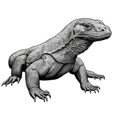 Obraz premium Detailed Illustration Komodo Dragon Reptile Wild Animal Transparent PNG