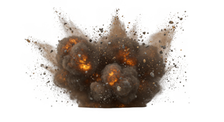 Explosion Smoke Fire Blast Effect 3D Render Transparent Background