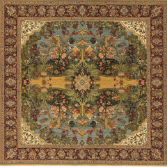 Detailed Vintage Rug Carpet Texture with Ornate Floral Pattern Design