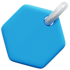 3D Blue Hexagon Tag Icon