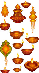 Diwali Diya Candles Light Glowing Celebration Indian Festival PNG