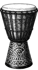 Djembe Drum Traditional Musical Detailed Ethnic African Illustration