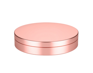 Rose Gold Round Cosmetic Container with Lid Shiny Metallic Finish.