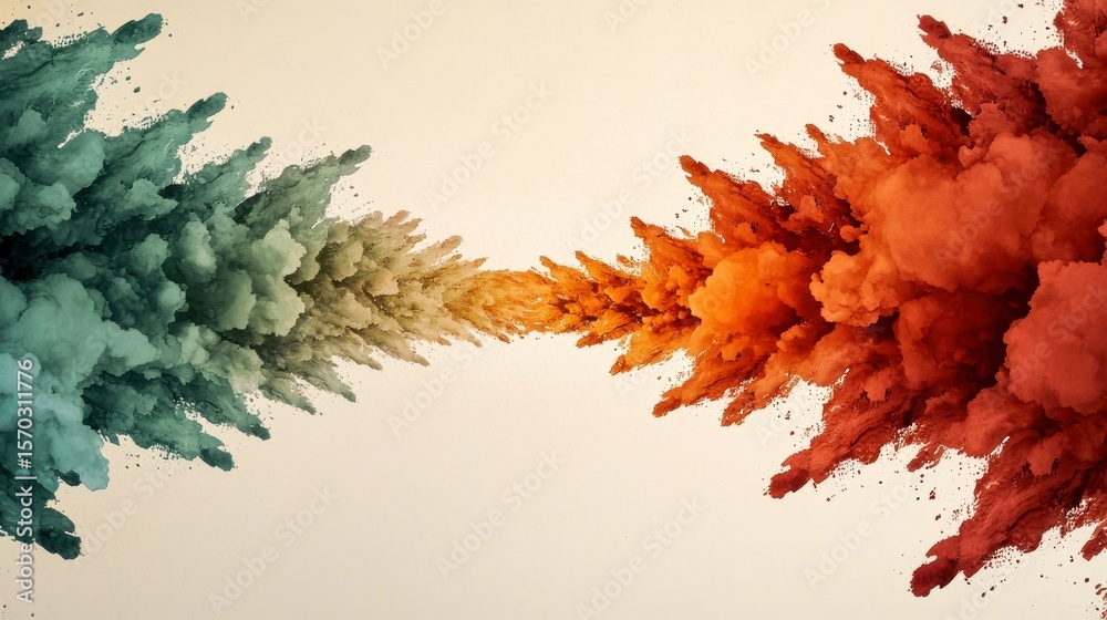 Poster vibrant color explosion: a captivating display of exploding colorful powder, artfully arranged to cr