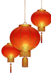 Obraz premium Elegant Red Chinese Lanterns Illustration for Festive Celebration Design