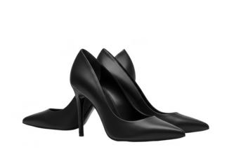 Elegant Shiny Black Heels Fashionable Footwear Isolated Background