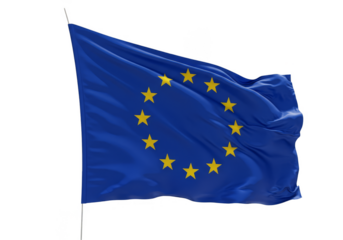 European Union Flag with Yellow Stars Transparent Background Illustration