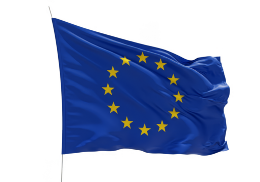 European Union Flag with Yellow Stars Transparent Background Illustration