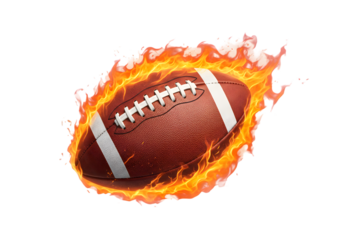 Football engulfed in Bright Orange Flames on Transparent Backdrop