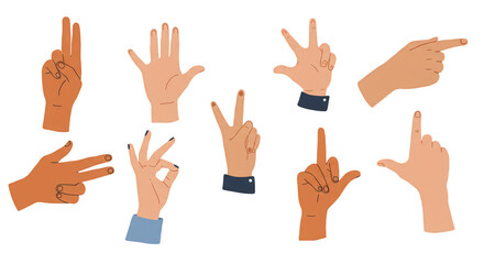 Gesturing Hands Illustration Collection Fingers Skin Cartoon Graphic Vector