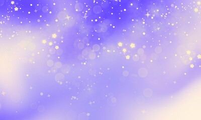Purple Background With Bokeh Stars. Abstract Light Blurred Soft Romantic Background