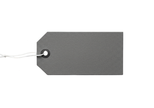 Gray Tag with String Isolated on Transparent Background Template - Powered by Adobe