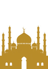Gold Silhouette of Mosque Eid Mubarak Kareem Transparent Illustration